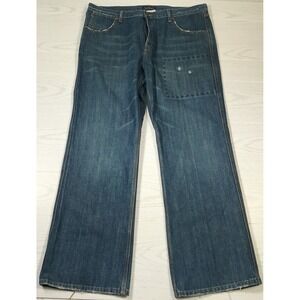 Earl Jean Western Boot Cut Jean Mens 40x32 Blue Button Fly 100% Cotton Work Dad